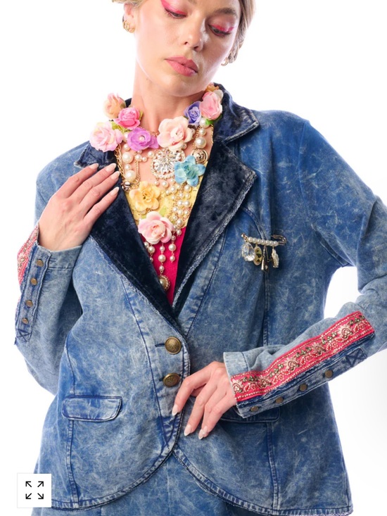 Aratta Jackets & Blazers - F987. NWT Aratta COLONEL JACKET Washed Denim  with Embroidered Cuff Detail $218